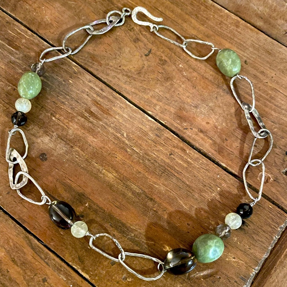 Silpada Green and Brown Stone necklace. Retired